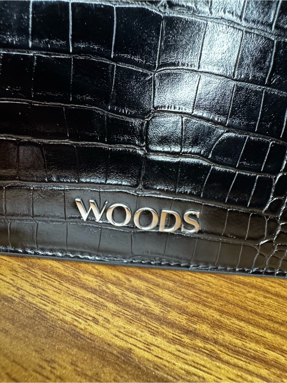 Black Croc-Embossed Women's Shoulder Bag
